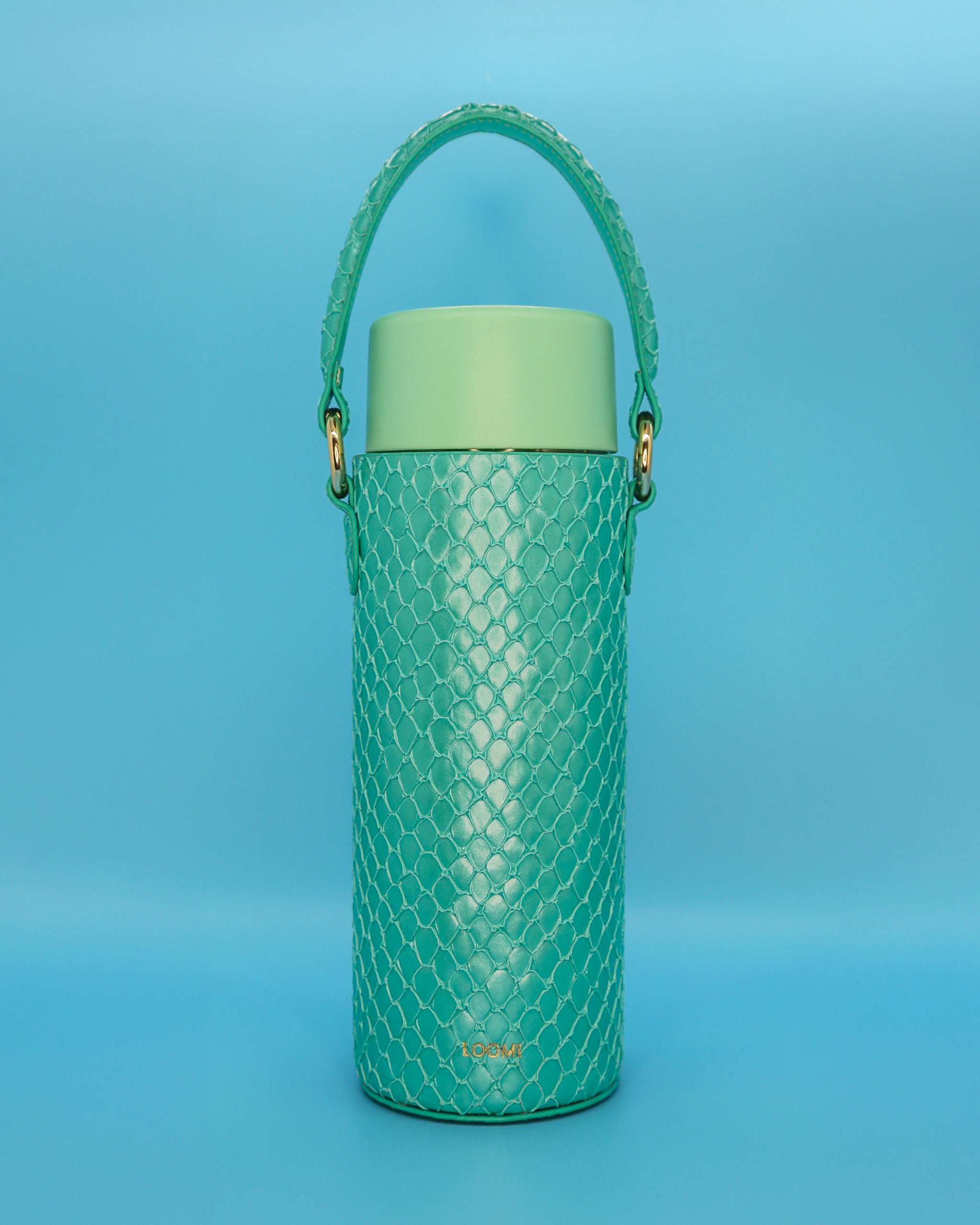 Green Faux Leather Cover With 20 OZ Ceramic Lined Water Bottle 