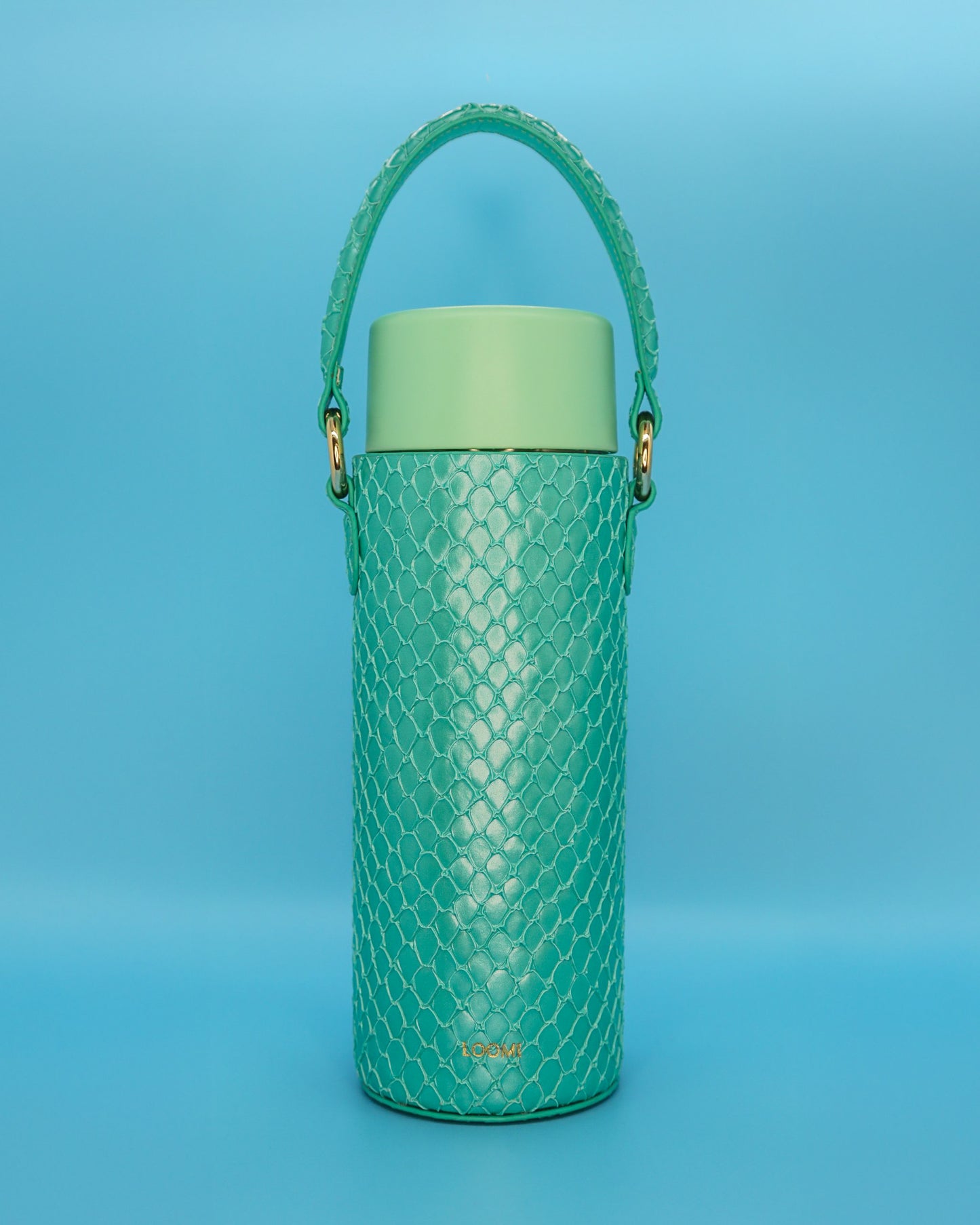 Green Faux Leather Cover With 20 OZ Ceramic Lined Water Bottle 