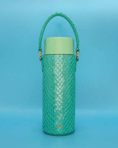 Green Faux Leather Cover With 20 OZ Ceramic Lined Water Bottle 