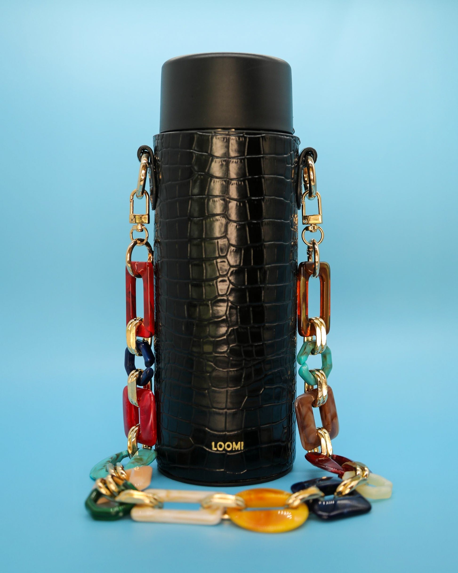“Acrylic chain strap for Loomi water bottle, gold hardware