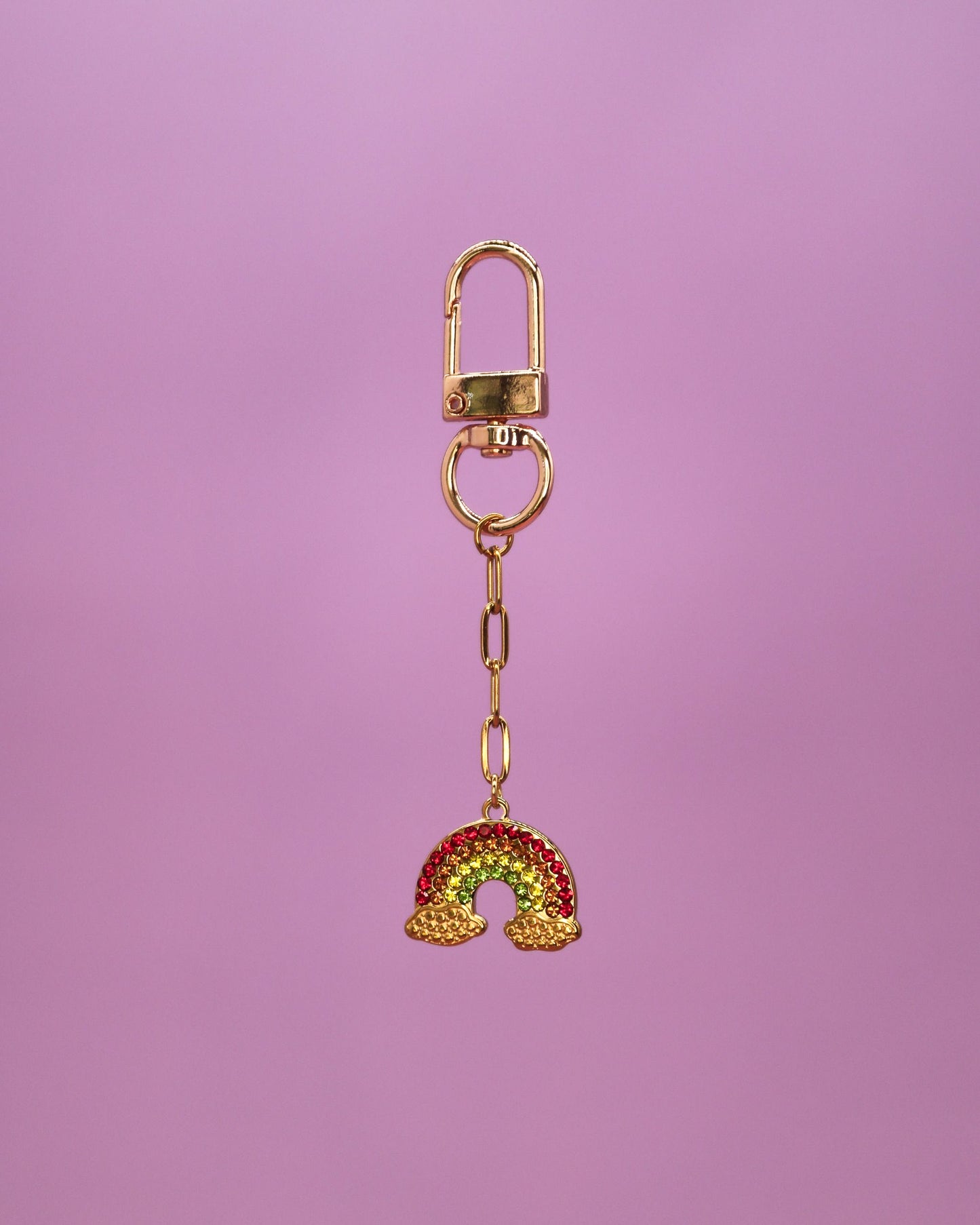 Loomi rainbow water bottle charm with pave stones.