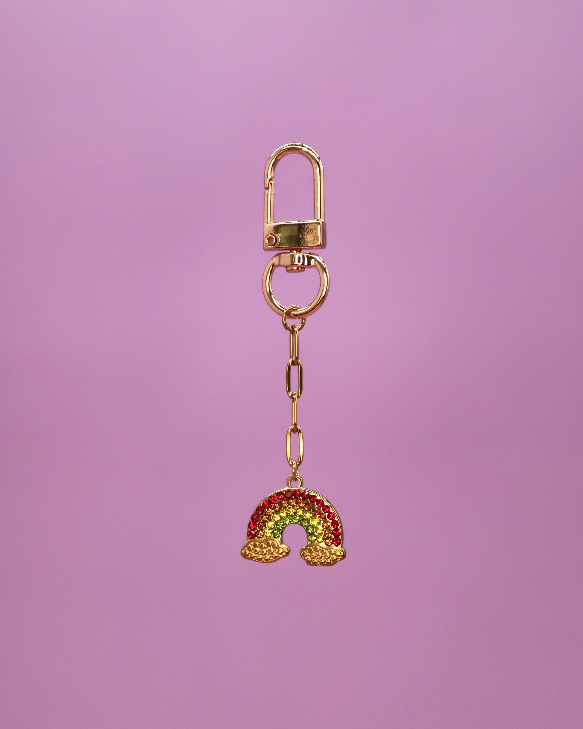 Loomi rainbow water bottle charm with pave stones.
